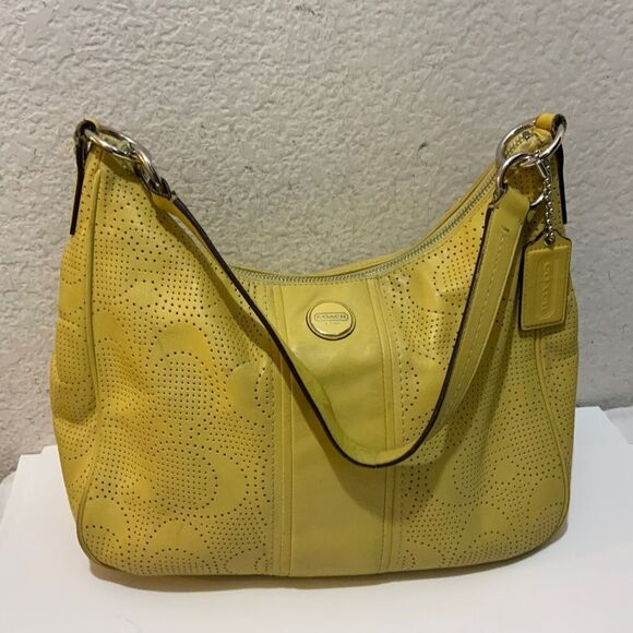 Coach Lemon Curd Yellow Logo Top Handle Bag - Women's Purse Handbag - Picture 1 of 12